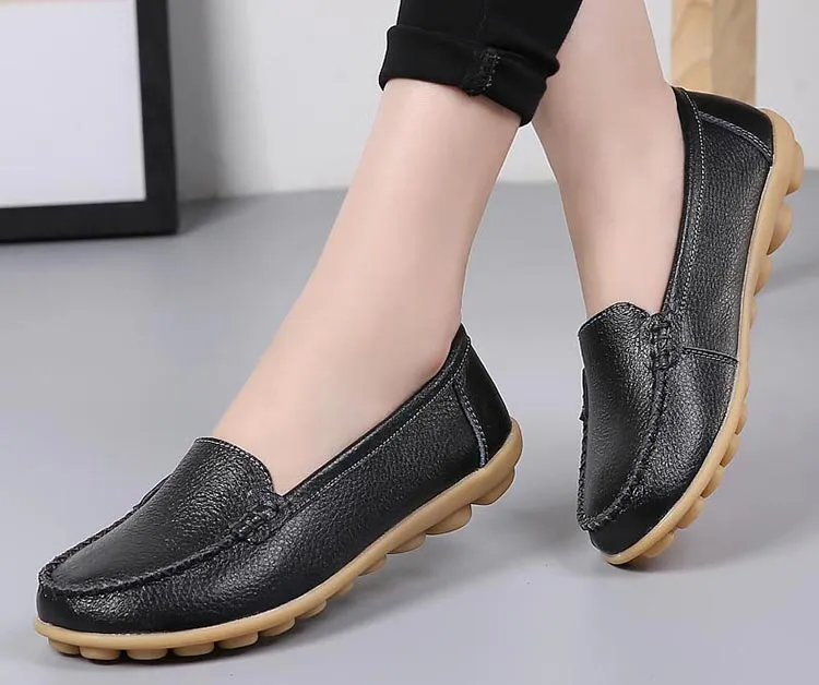 FUDYNMALC White Boat Shoes Womens Casual Slip-on Round Toe Shoes