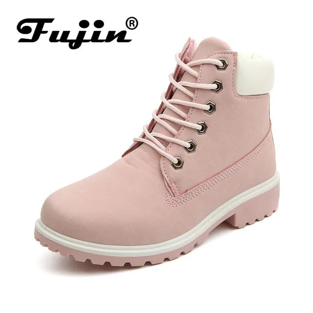 Fujin 2019 SPRING Winter plush Warm Women winter boots shoes Wedge Casual Shoes Outdoor Waterproof Height Increasing Snow Boots Spraying Waterproof Shoes