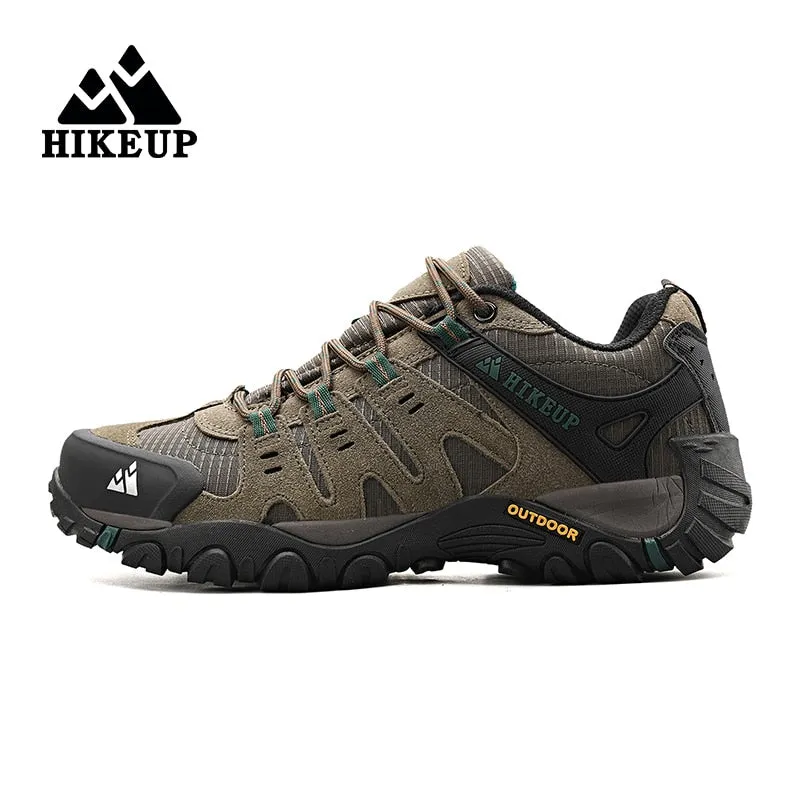 HIKEUP Men's Hiking Shoes Suede Leather Outdoor Shoes Wear-resistant Men Trekking Walking Hunting Tactical Sneakers Hiking Shoes Wildcraft