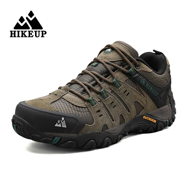 Headout Low Height Waterproof All Terrain Hiking Shoes HIKEUP Men's Hiking Shoes Suede Leather Outdoor Shoes Wear-resistant Men Trekking Walking Hunting Tactical Sneakers