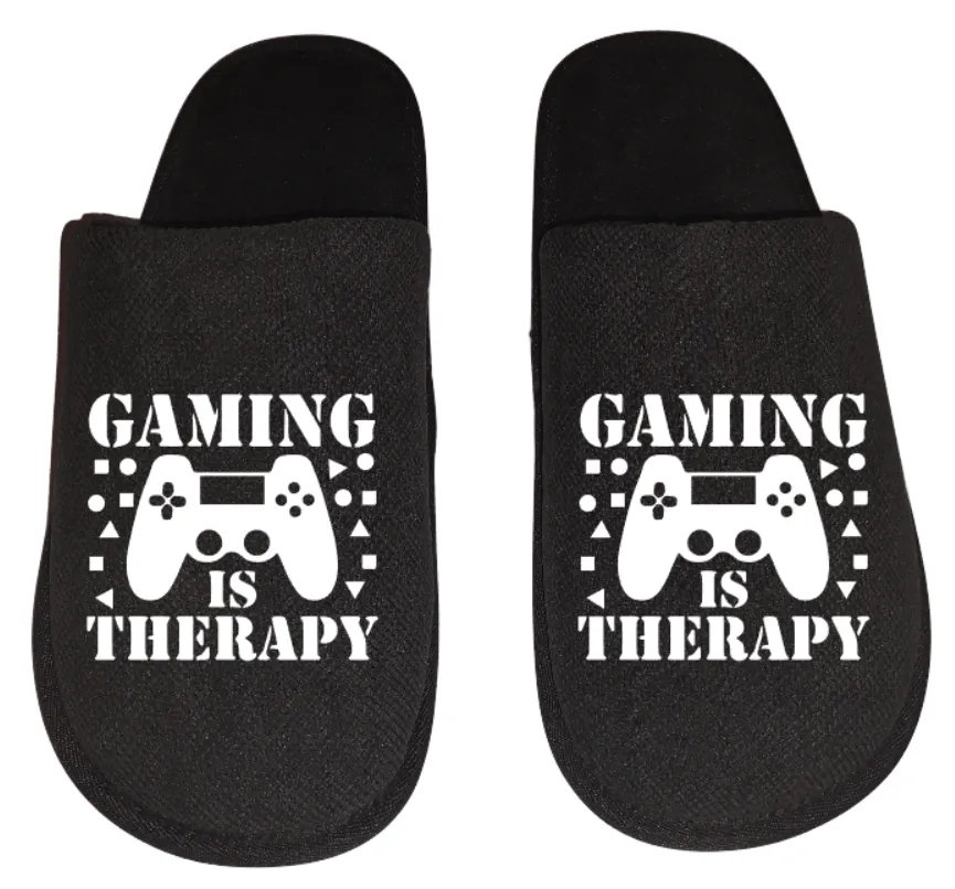 Hermes Slippers gaming is therapy video game Gamer Gaming Men's Slippers / House Shoes slides dad husband father son gift