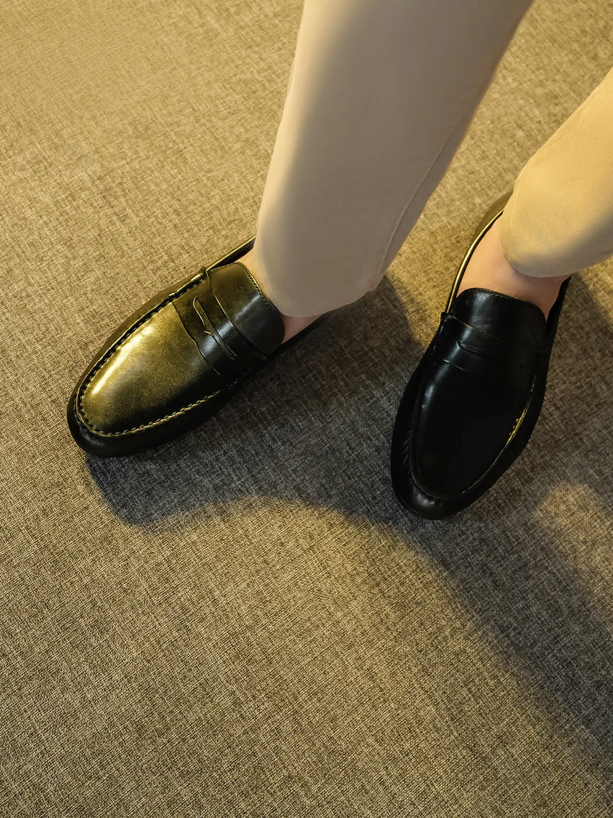 Men "NON" Woven Textured Slip On Casual Leather Moccasin Shoes Comfy Ballet Flat Shoes