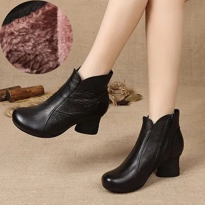 GKTINOO Autumn Winter Woman Genuine Leather Ankle Boots Female Casual Shoes Women Waterproof Warm Snow Boots Ladies Shoes Waterproof Spray Philippines