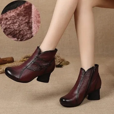 GKTINOO Autumn Winter Woman Genuine Leather Ankle Boots Female Casual Shoes Women Waterproof Warm Snow Boots Ladies Shoes Best Waterproof Shoes For Scotland