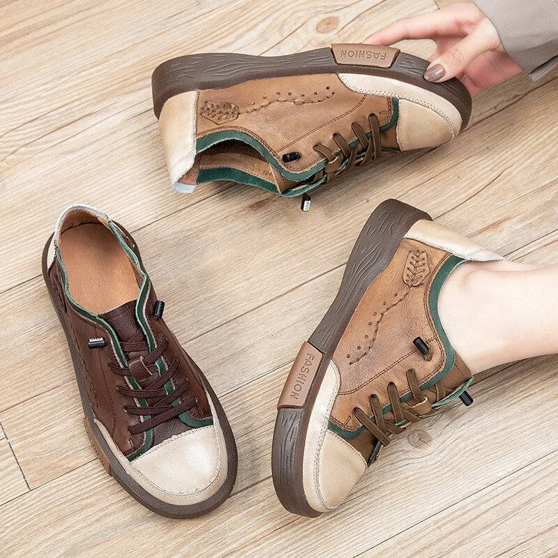 Flat Shoes Hurt My Feet GKTINOO Women Casual Shoes Fashion Breathable Genuine Leather Shoes Sneakers Women Flat Shoes Female Footwear