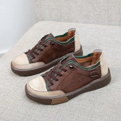 GKTINOO Women Casual Shoes Fashion Breathable Genuine Leather Shoes Sneakers Women Flat Shoes Female Footwear Woven Leather Flat Shoes