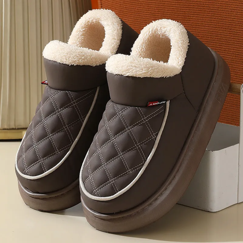 Winter Plush Cotton Shoes Warm Thick-bottom Waterproof Home Slippers All-match Indoor Outdoor Garden Shoes For Women Waterproof Boating Shoes