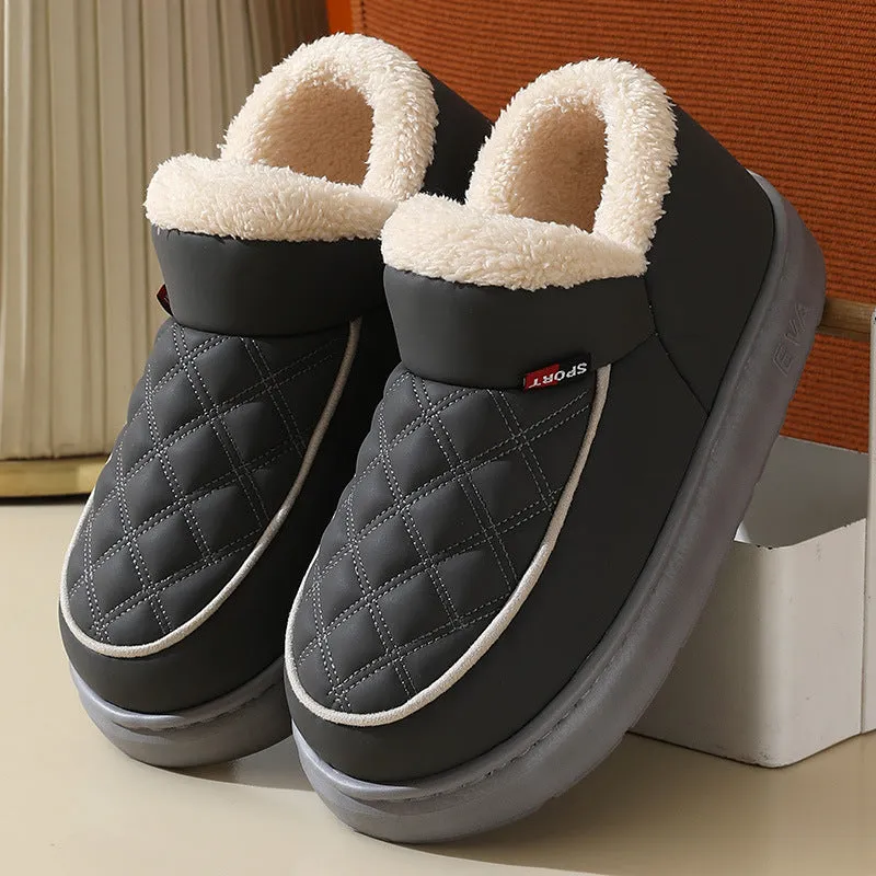 Biom Tour Golf Shoes Winter Plush Cotton Shoes Warm Thick-bottom Waterproof Home Slippers All-match Indoor Outdoor Garden Shoes For Women