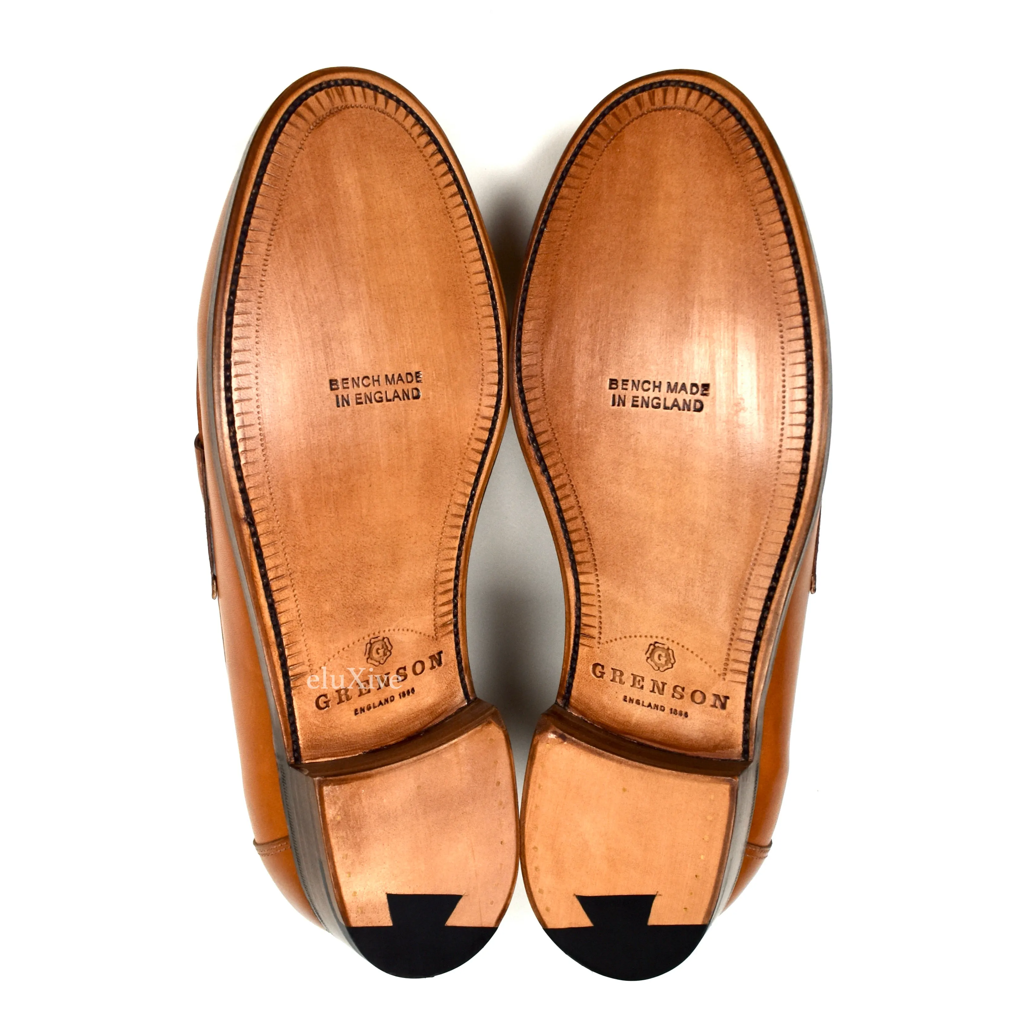 Grenson - Cognac Tan/White Leather Epsom Penny Loafers Original Ruby Slippers