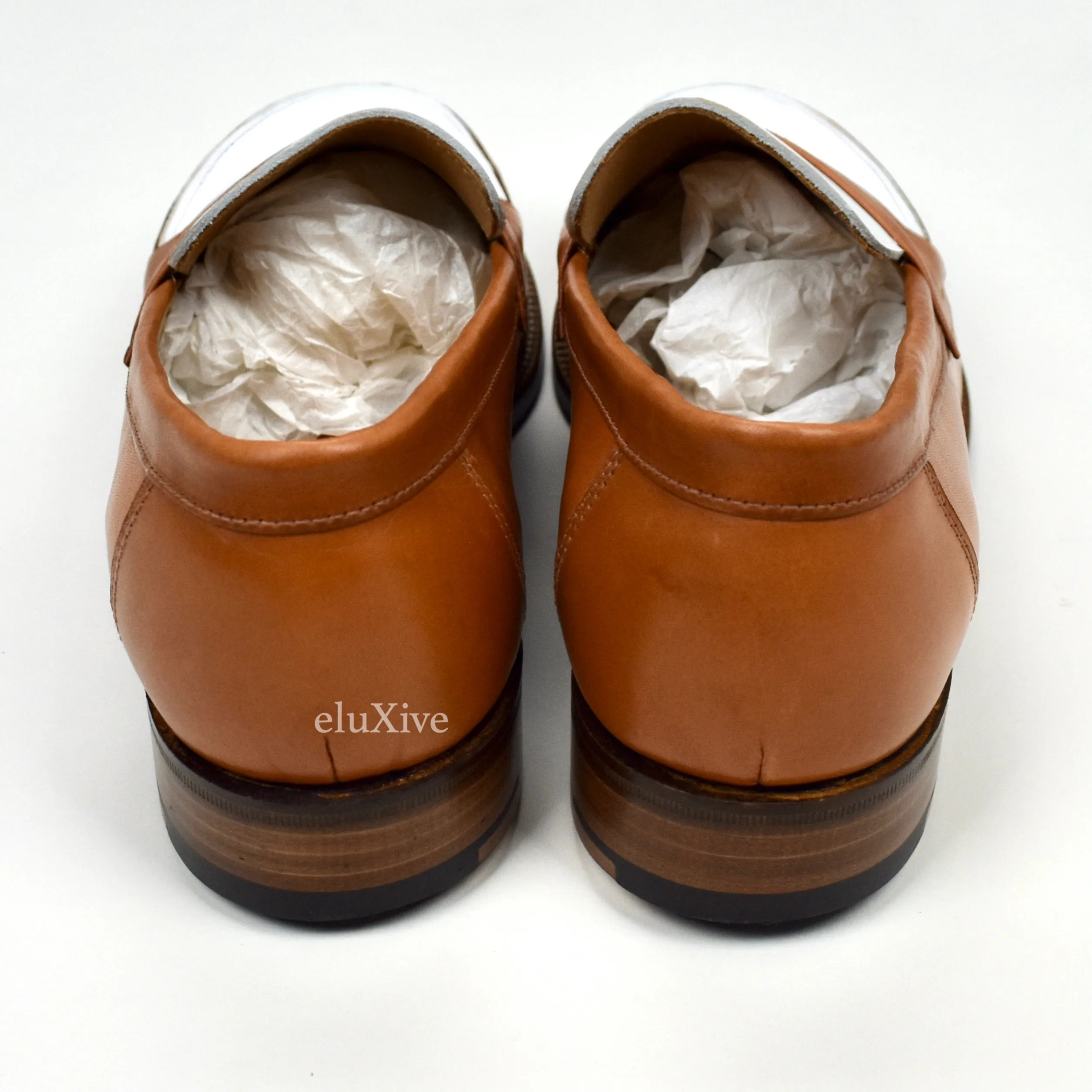 Foot Warmers Slippers Grenson - Cognac Tan/White Leather Epsom Penny Loafers