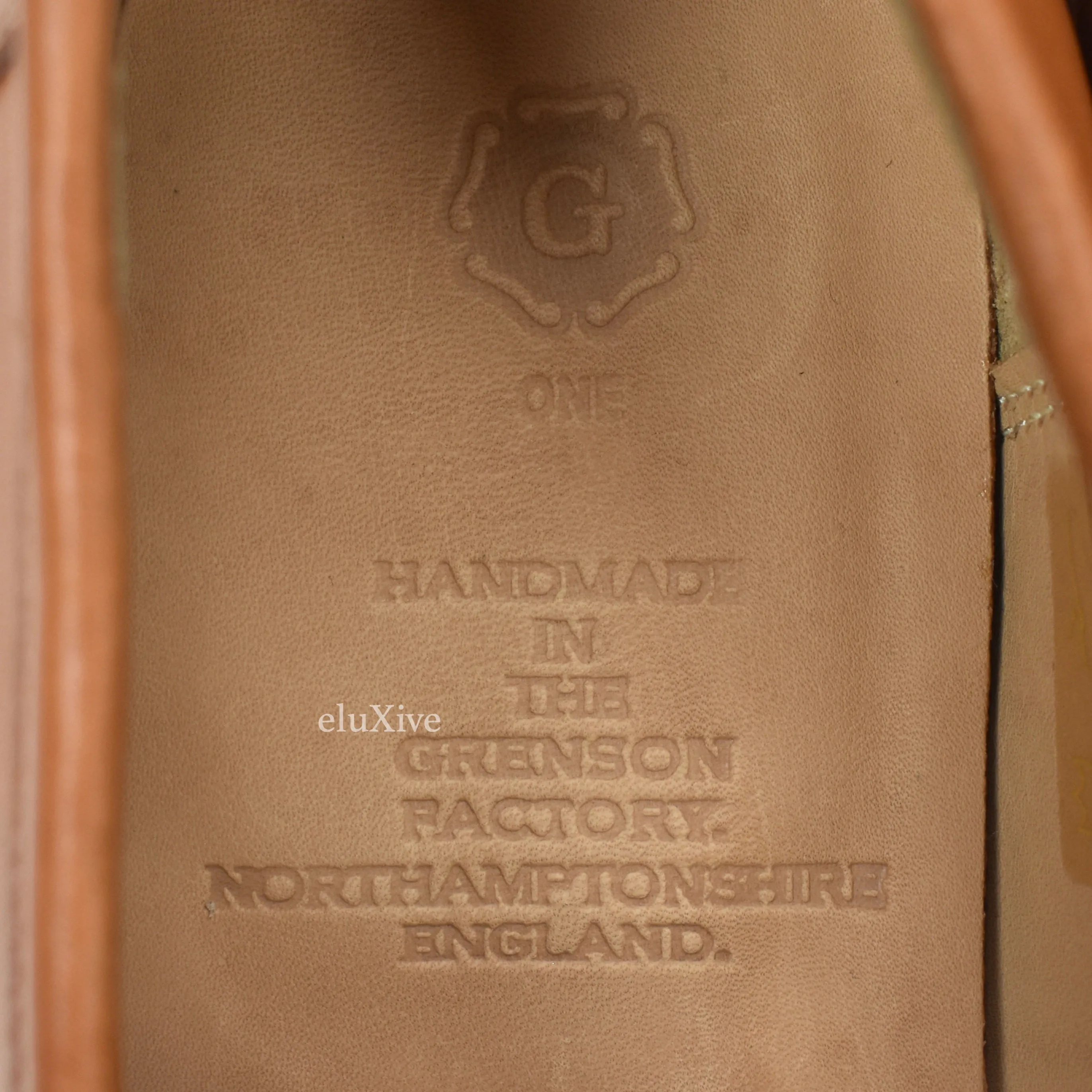 Workout Slides Grenson - Cognac Tan/White Leather Epsom Penny Loafers