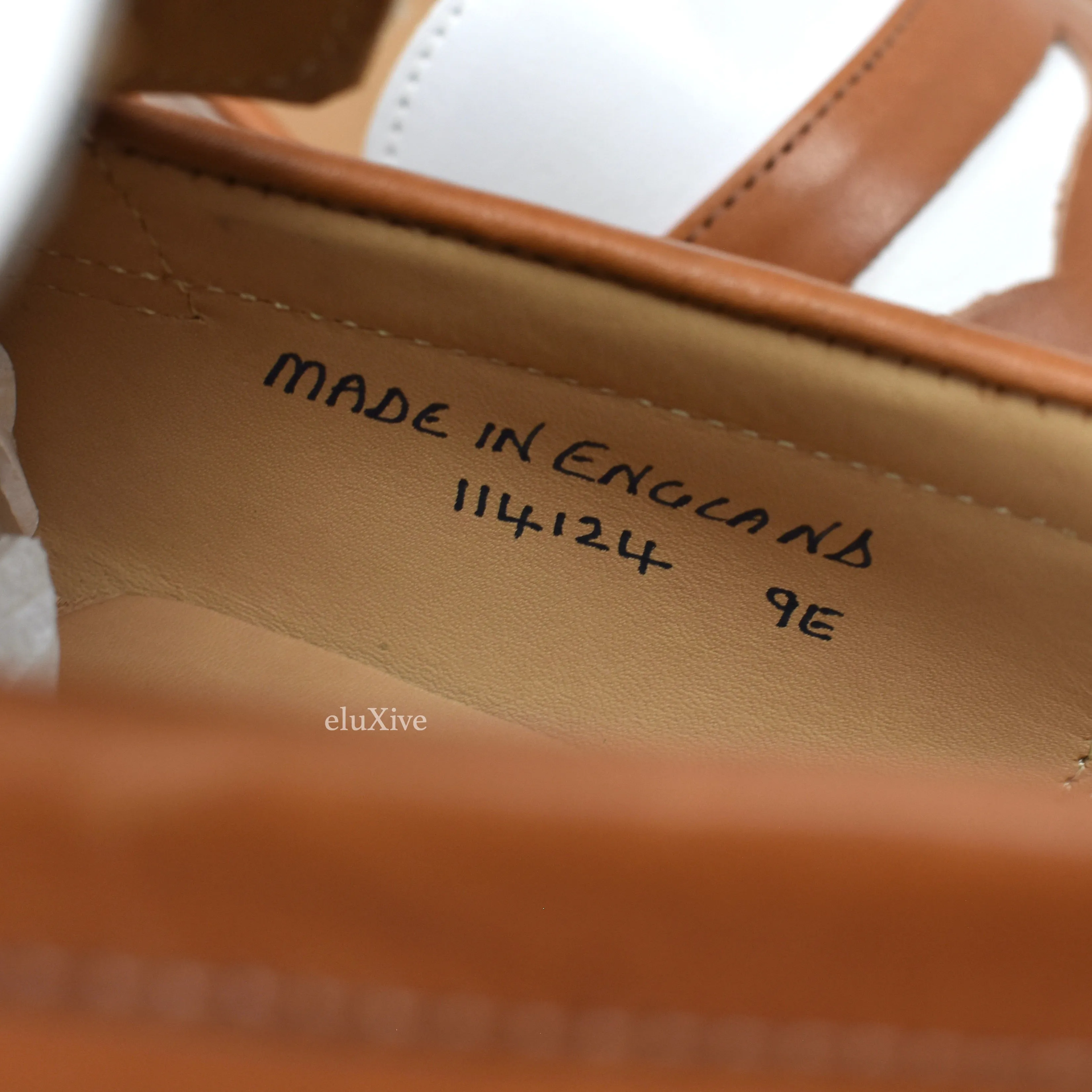 Comfort Slippers Grenson - Cognac Tan/White Leather Epsom Penny Loafers