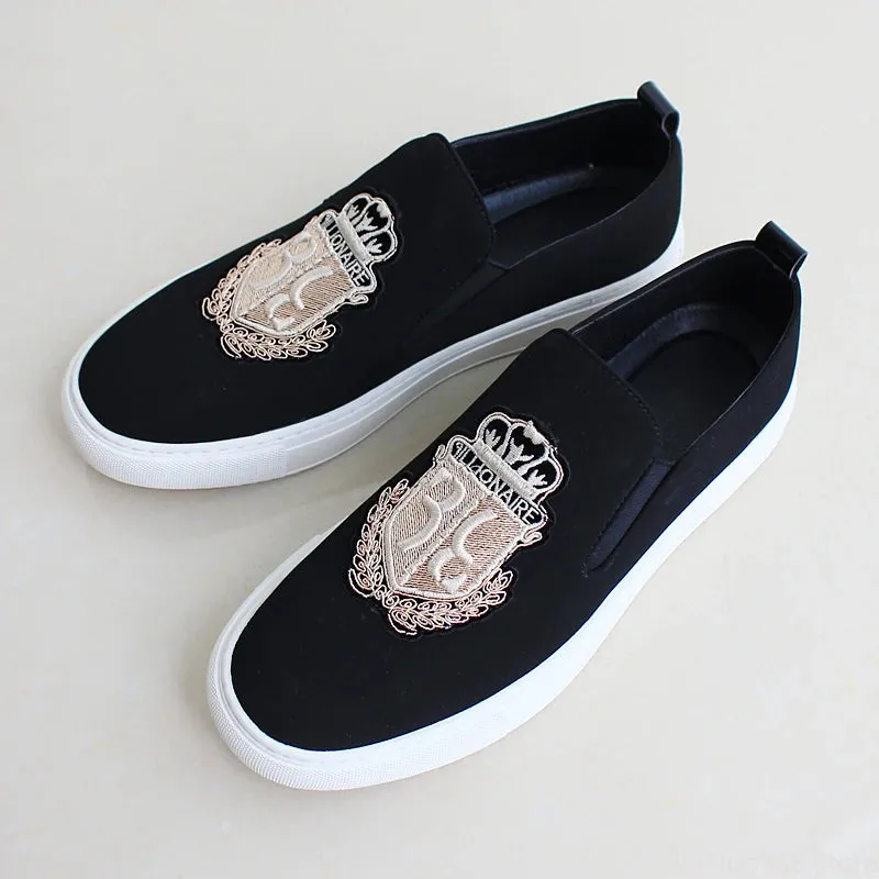 2024 Brand New Men Casual Shoes Black Suede Leather Man Party Luxury Embroidery Flat Shoes Tide Slip-On Loafers Good Basketball Shoes