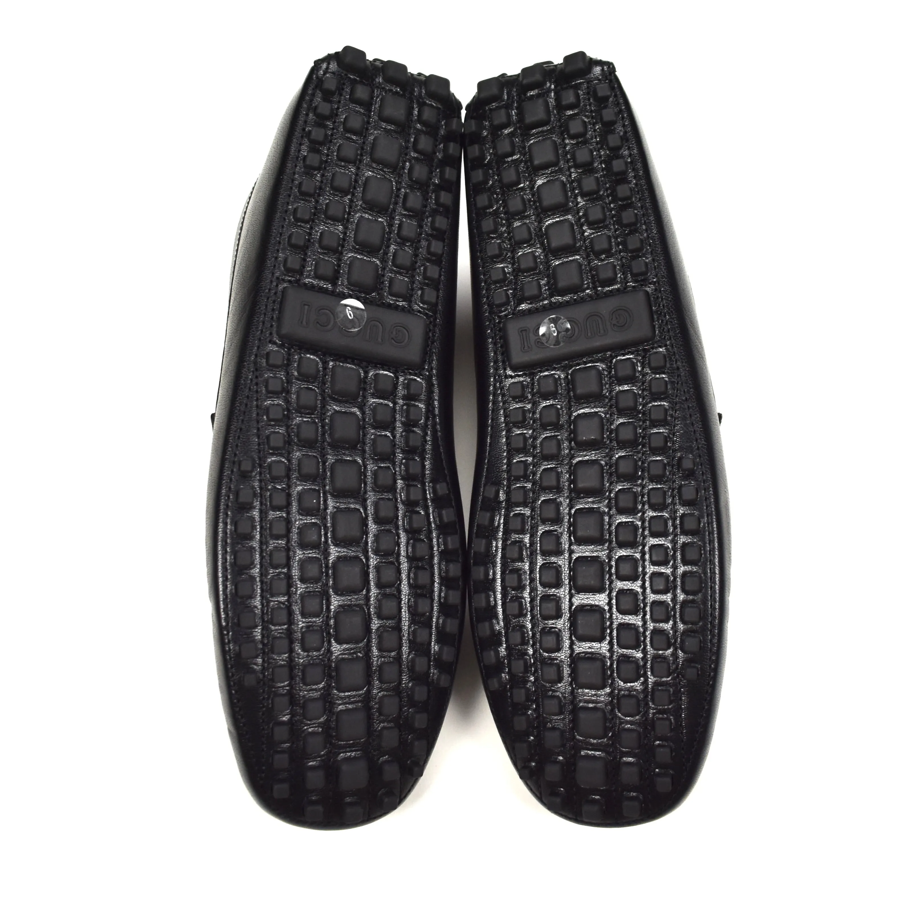 Gucci - Black Leather Horsebit Driving Loafers Fake Slippers
