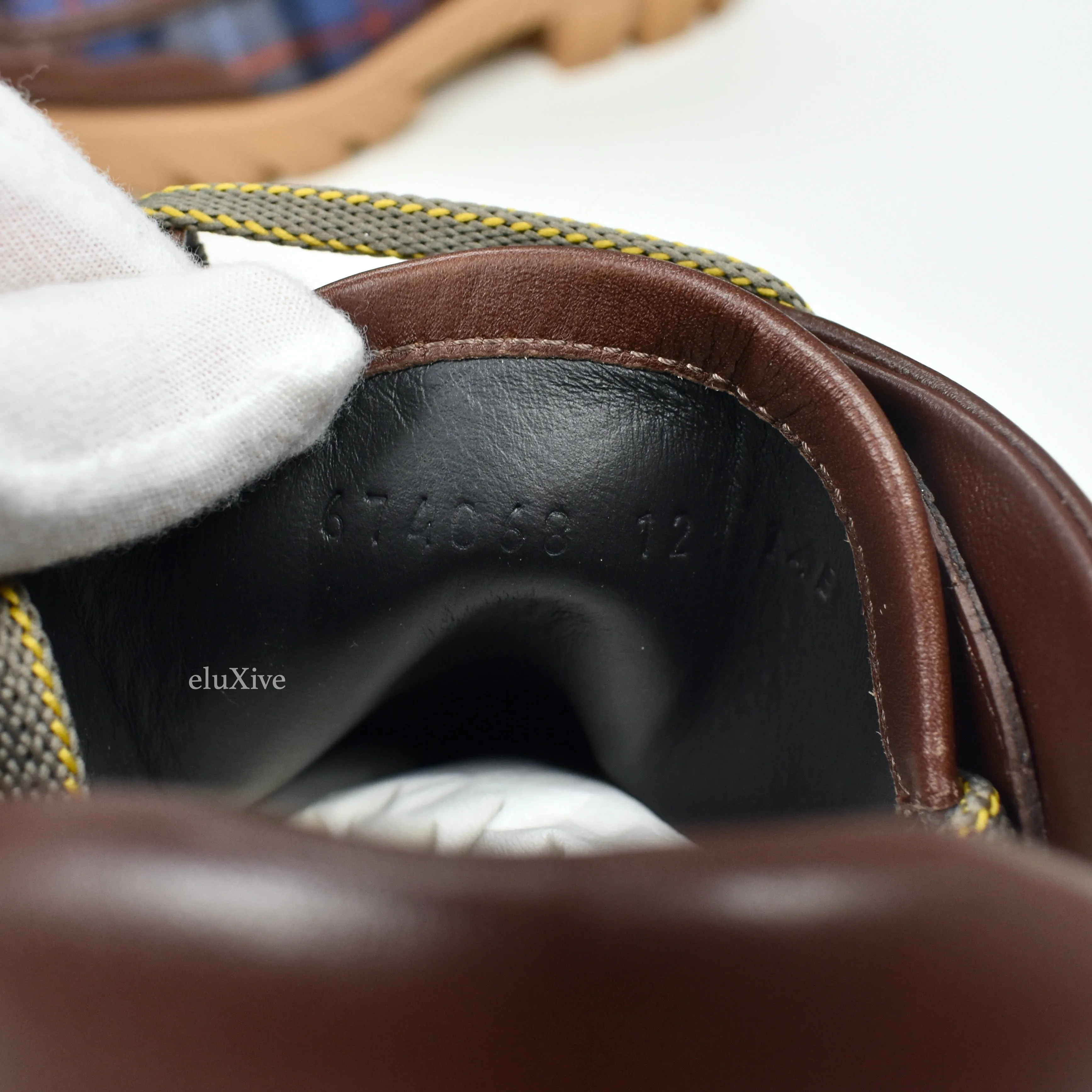 Gucci - Plaid Wool / Leather Chunky Sole Hiking Boots Slides Carnical