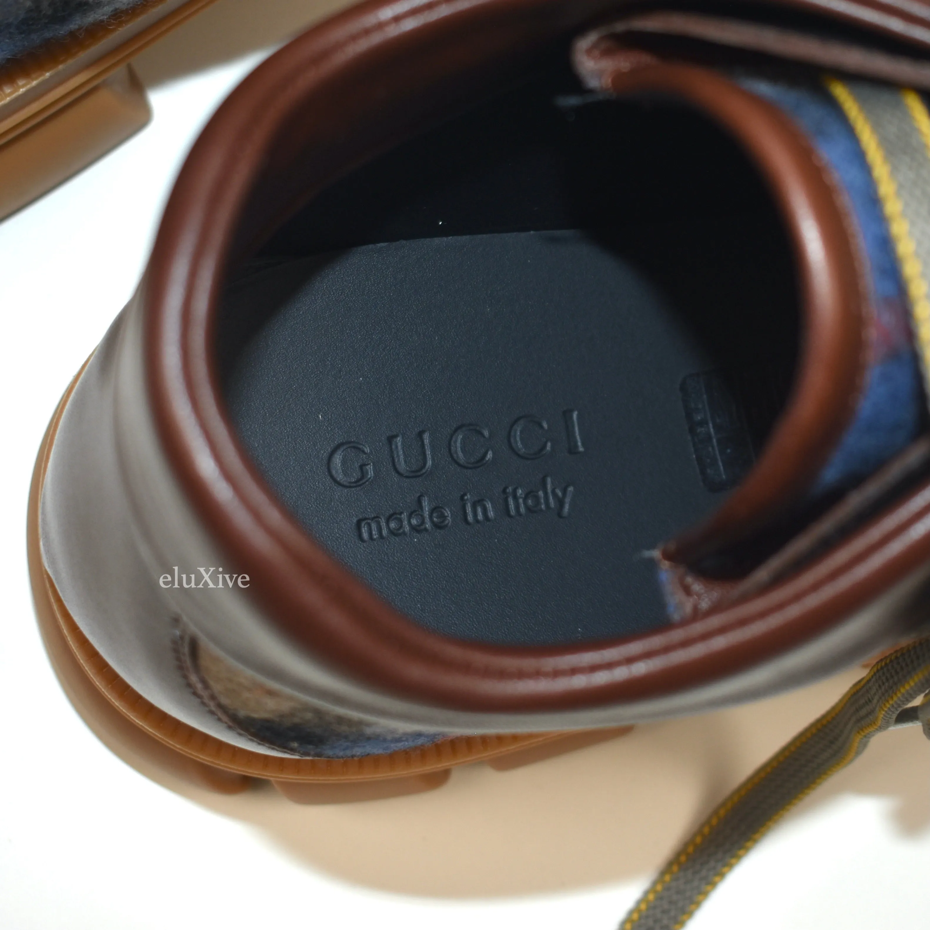 Rider Slippers Gucci - Plaid Wool / Leather Chunky Sole Hiking Boots