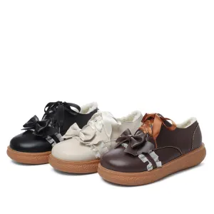 Women's Lolita Bowtie Lace Ribbon Flats Shoes Stability Shoes For Flat Feet