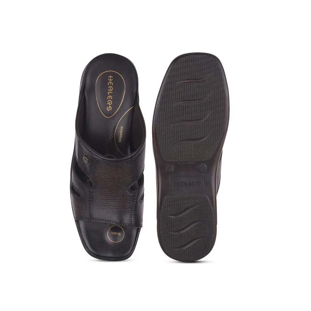 Healers Brown Casual Toe Ring Slippers For Men 2013-903 By Liberty Franny Sandals