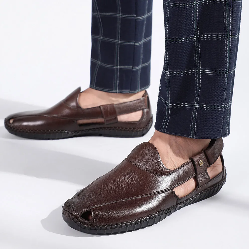 Healers Formal Brown Sandals For Men JPL-204 By Liberty Sandals Flat Strappy