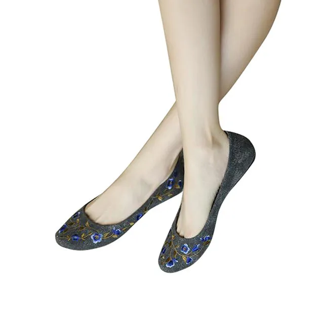 HEE GRAND Flowers Creepers Loafers Comfortable Flat Shoes for Woman Casual Slip On Canvas Shoes