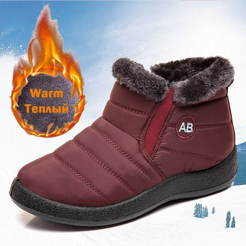 Shoe Cover Silicone Women Boots Fashion Waterproof Snow Boots For Winter Shoes Women Casual Lightweight Ankle Botas Mujer Warm Winter Boots Black
