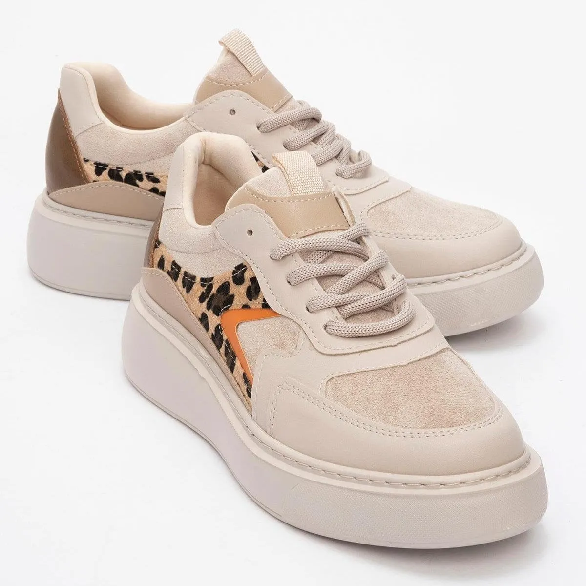 Sneakers Miami Ida Vegan Leather Platform Leopard Sneakers | Beige