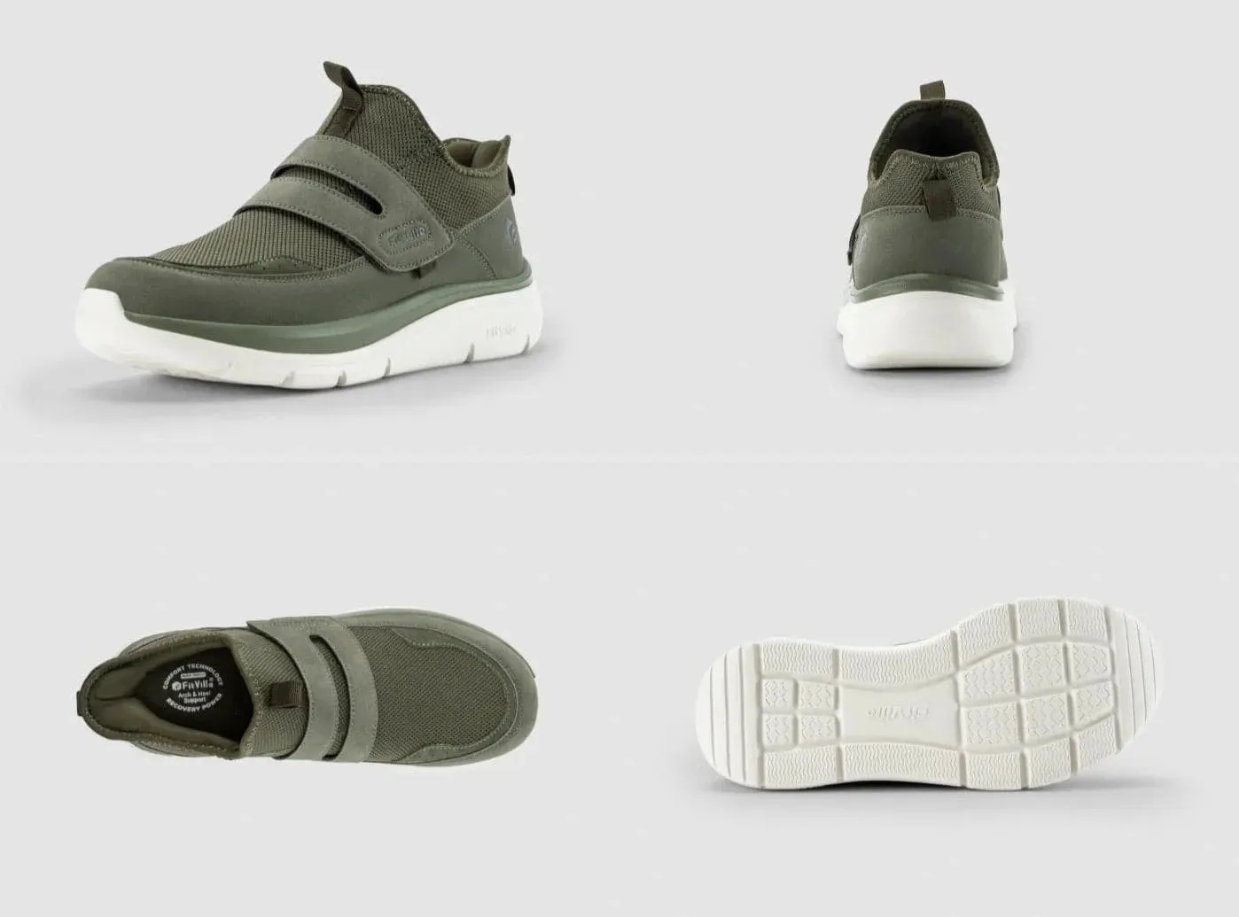 FitVille Men's Cloud Wanderer V5 Block Heel Flat Shoes