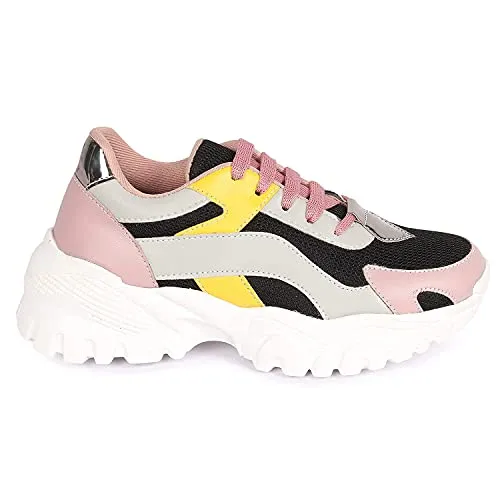 ZAPATOZ Women's Stylish Lightweight | Casual Shoes | Sneakers Black Sneakers Washing