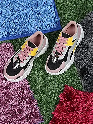 ZAPATOZ Women's Stylish Lightweight | Casual Shoes | Sneakers Black Sneakers Politics