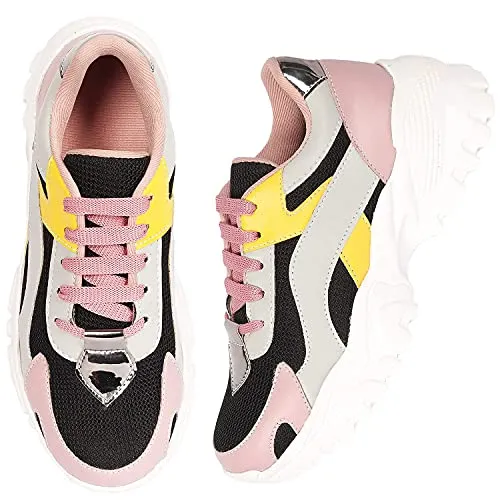 ZAPATOZ Women's Stylish Lightweight | Casual Shoes | Sneakers Black Softwaves Sneakers