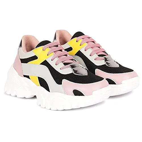 Sneakers For Wide Feet ZAPATOZ Women's Stylish Lightweight | Casual Shoes | Sneakers Black