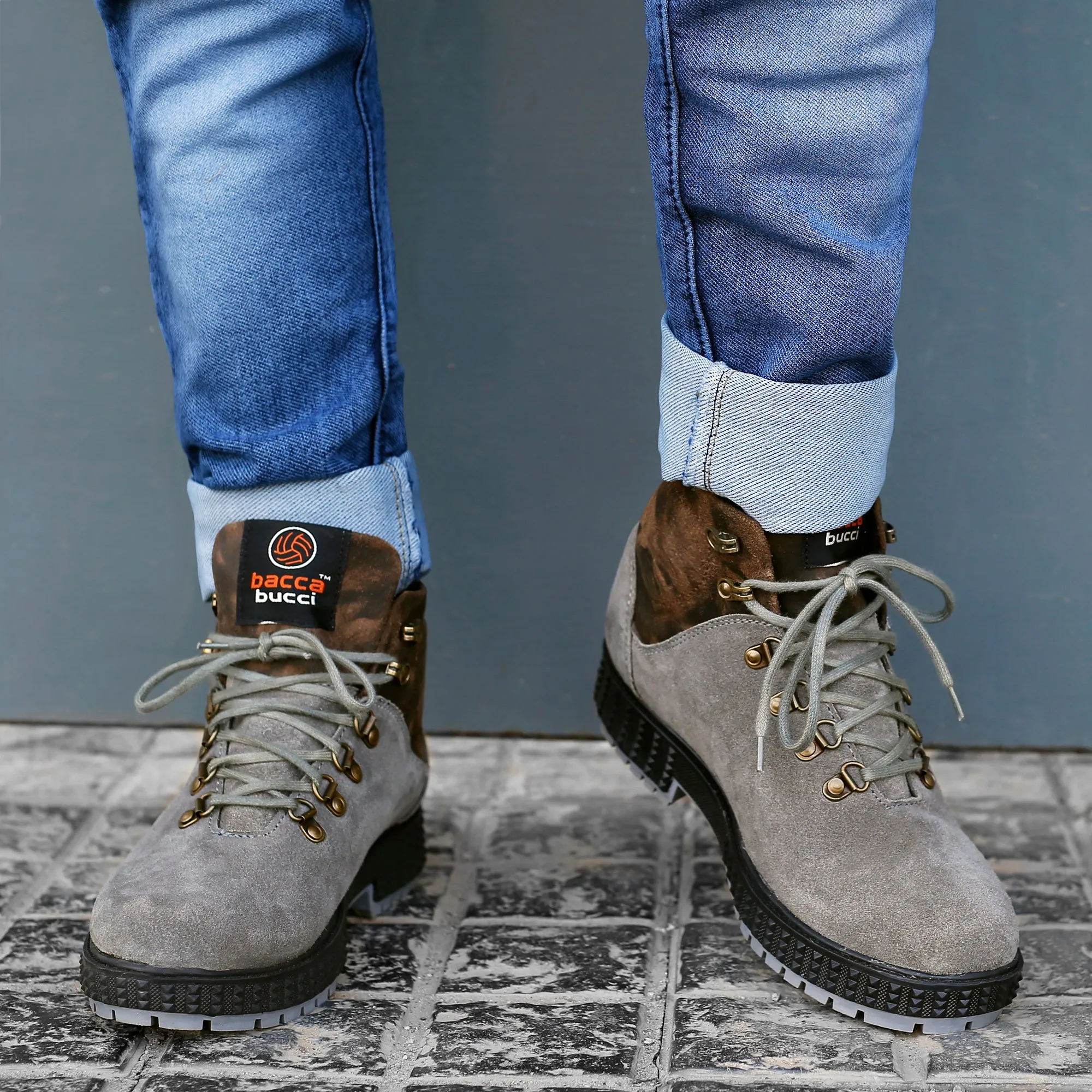 Bacca Bucci Men's URBAN Suede Leather Boots | Tactical Leather Boots for Motorcycle & Military Best Waterfall Hiking Shoes