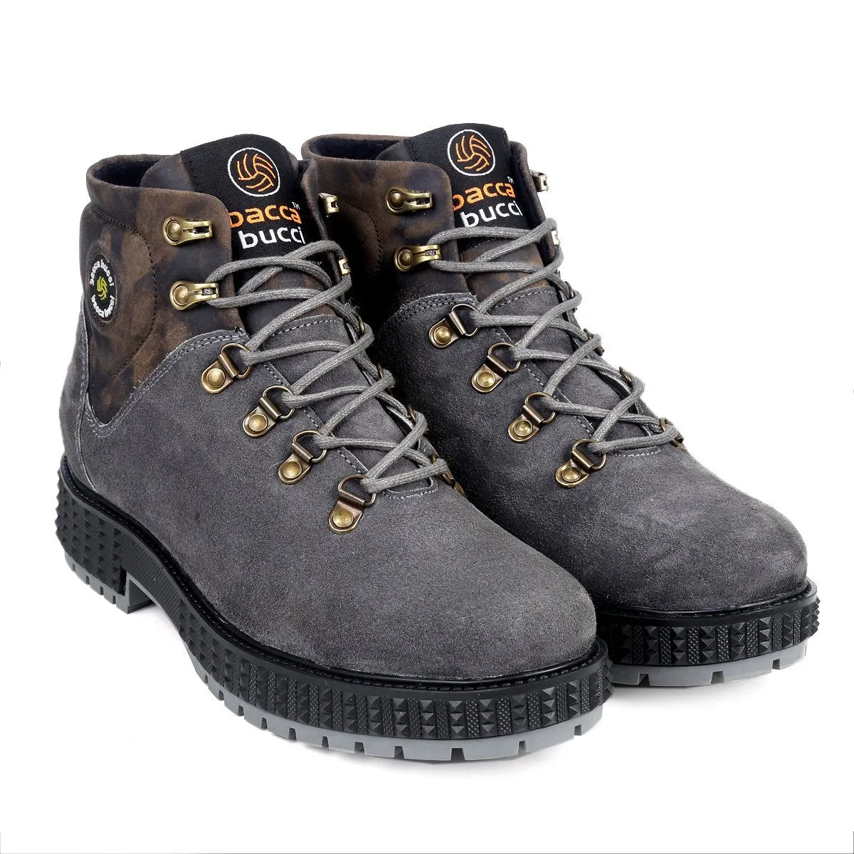 Bacca Bucci Men's URBAN Suede Leather Boots | Tactical Leather Boots for Motorcycle & Military Comfortable Waterproof Orthopedic Walking Shoes Hiking Shoes