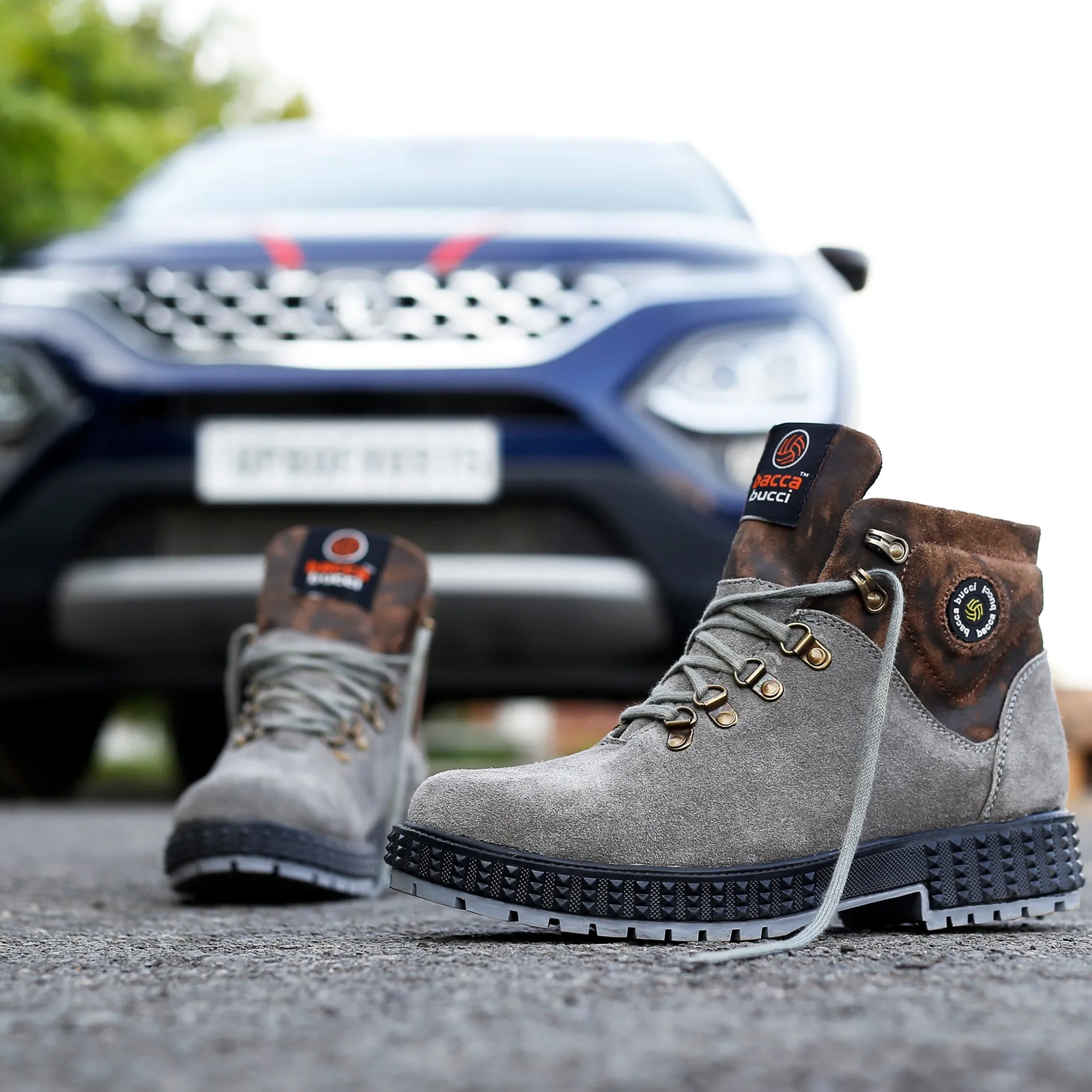 Bacca Bucci Men's URBAN Suede Leather Boots | Tactical Leather Boots for Motorcycle & Military Best Hiking Shoes Near Me