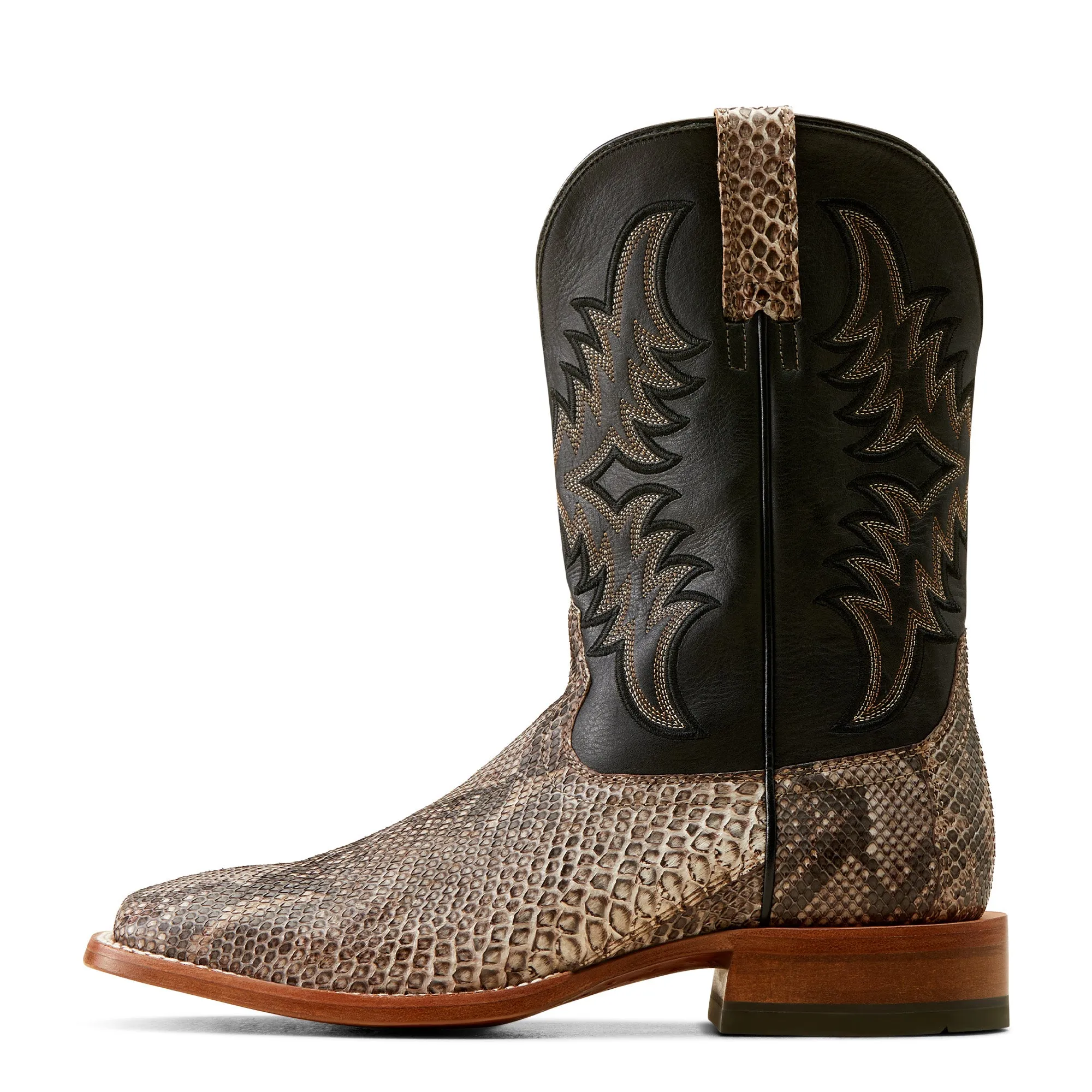 Trooper Boots ARIAT TAN PYTHON|ANCIENT BLACK DRY GULCH COWBOY BOOT