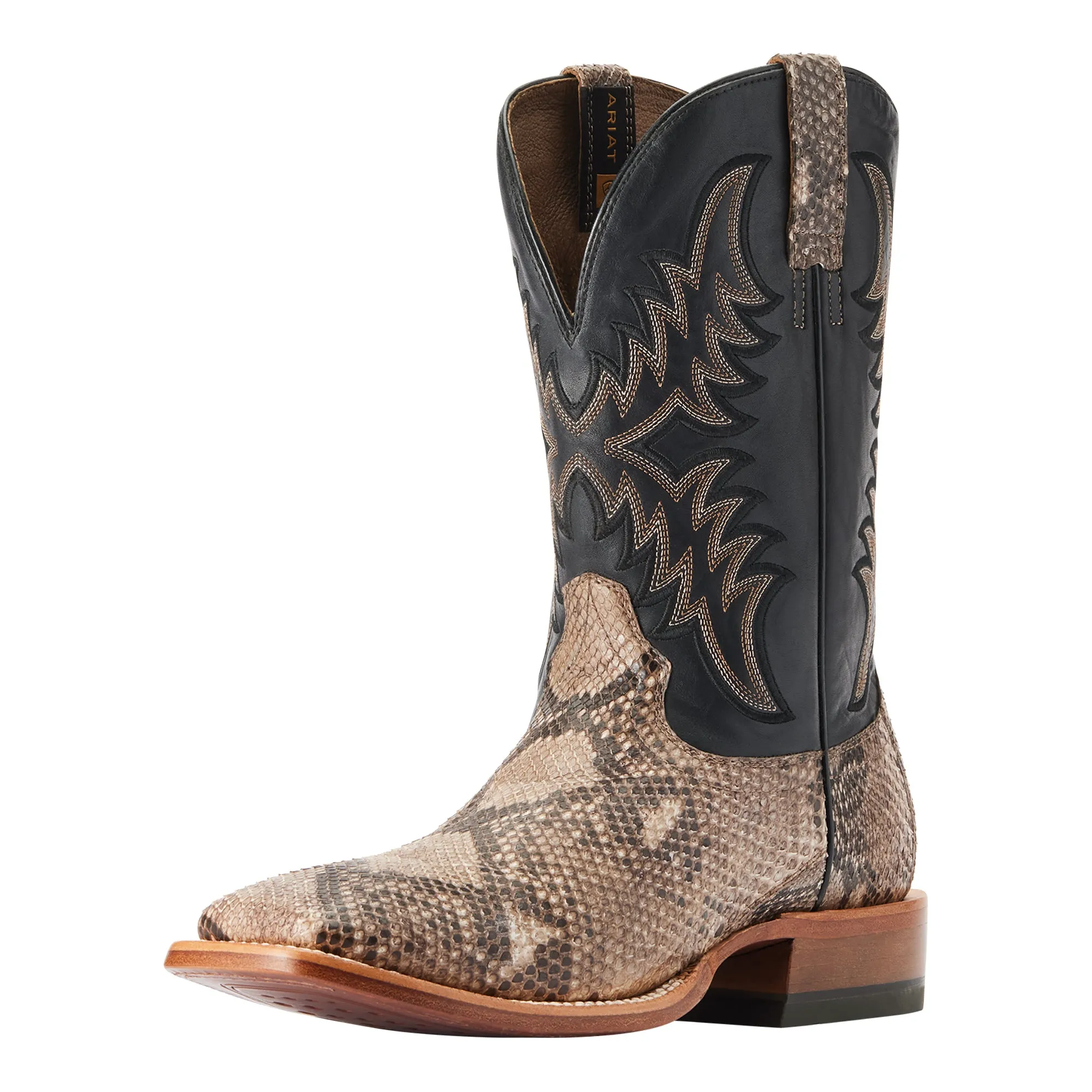 Botega Boots ARIAT TAN PYTHON|ANCIENT BLACK DRY GULCH COWBOY BOOT