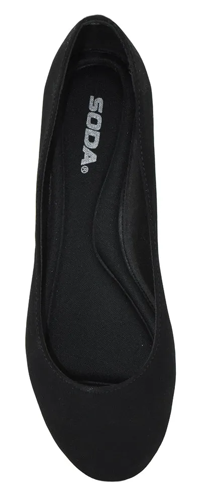 Pointed Toe Flat Slingback Shoes KREME-S Black Suede Soda