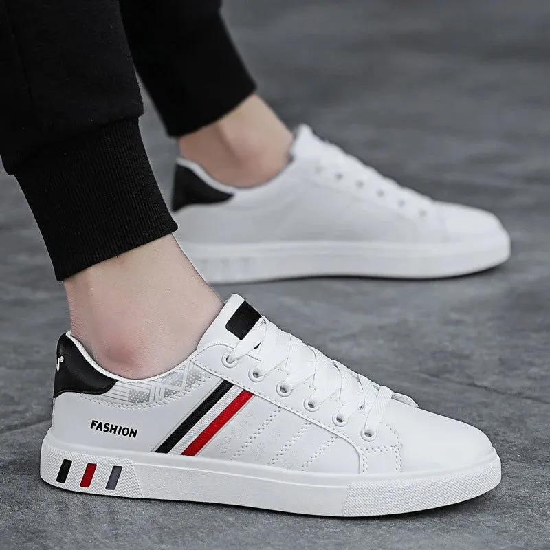 Men's Sneakers Casual Sports Shoes for Men Lightweight PU Leather Breathable Shoe Mens Flat White Tenis Shoes Zapatillas Hombre Flat Cute Shoes