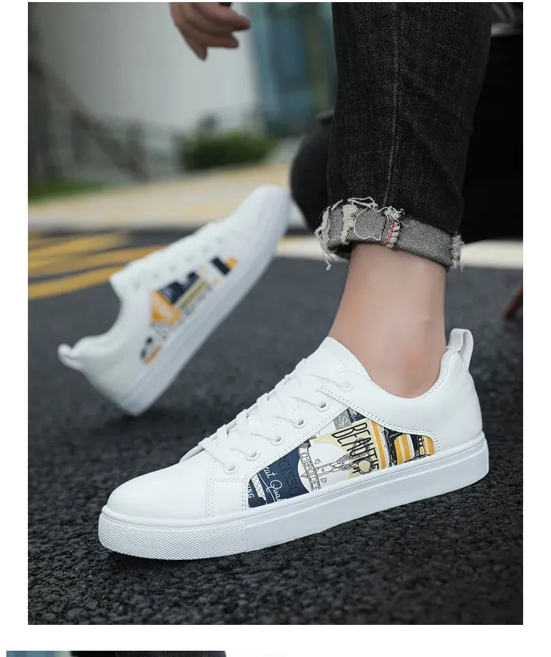 White Shoes For Men Fashion Korean Male Flat Sneakers Boys Running Shoes Man's Tennis Shoes Large Size 47 48 Students Sneakers Best Shoes For Flexible Flat Feet