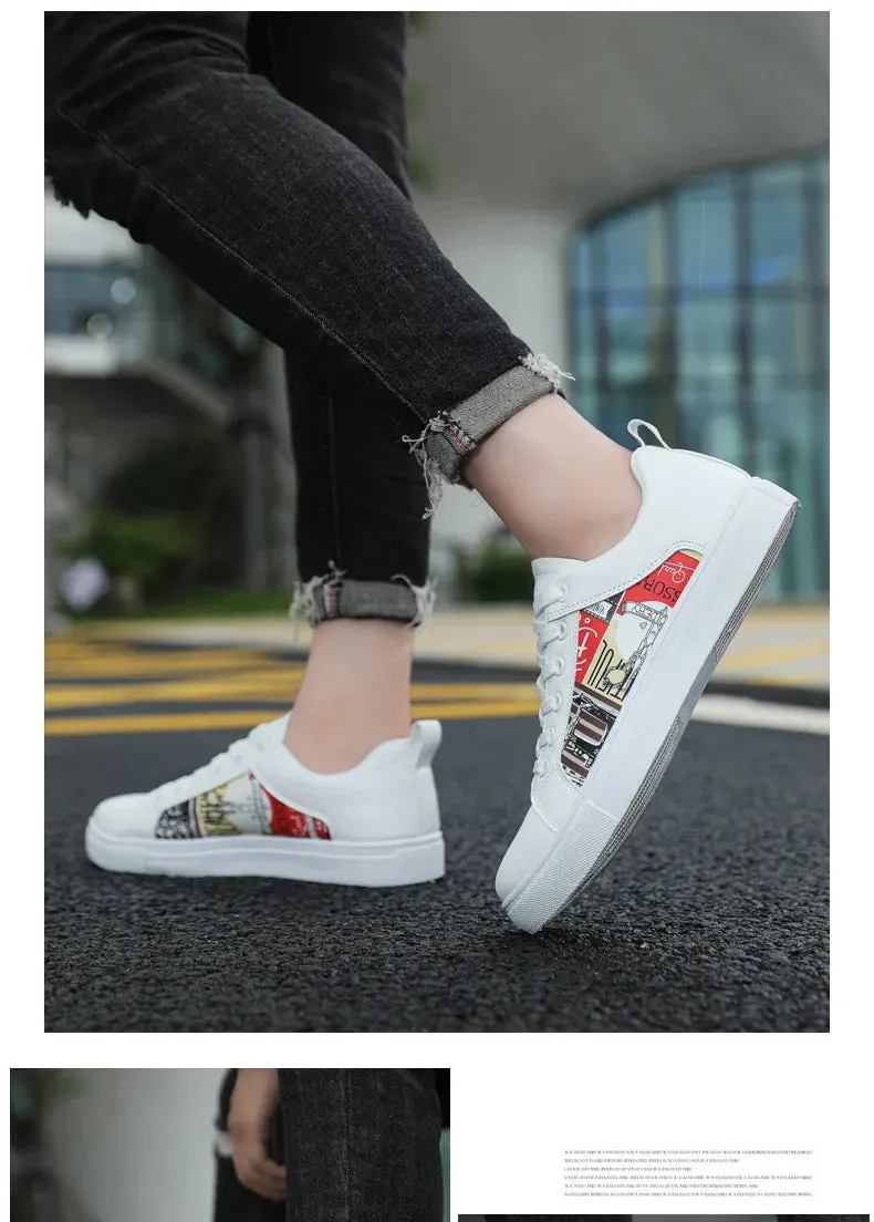 White Shoes For Men Fashion Korean Male Flat Sneakers Boys Running Shoes Man's Tennis Shoes Large Size 47 48 Students Sneakers Quilted Shoes