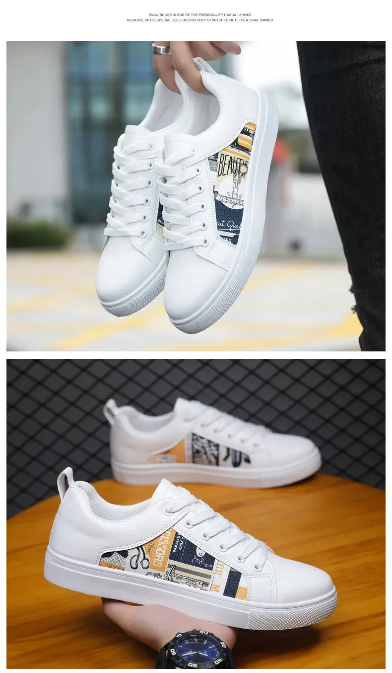 White Shoes For Men Fashion Korean Male Flat Sneakers Boys Running Shoes Man's Tennis Shoes Large Size 47 48 Students Sneakers Flat Stiletto Shoes