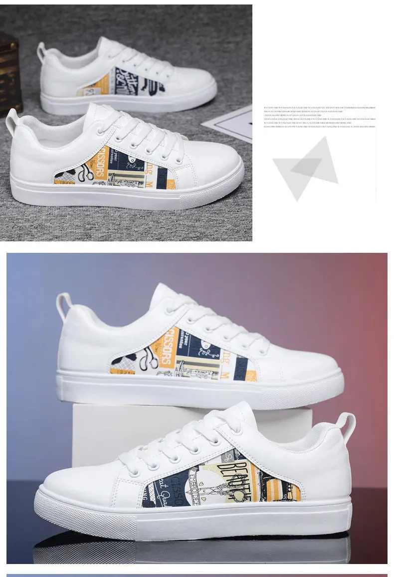 White Shoes For Men Fashion Korean Male Flat Sneakers Boys Running Shoes Man's Tennis Shoes Large Size 47 48 Students Sneakers Flat Golf Shoes