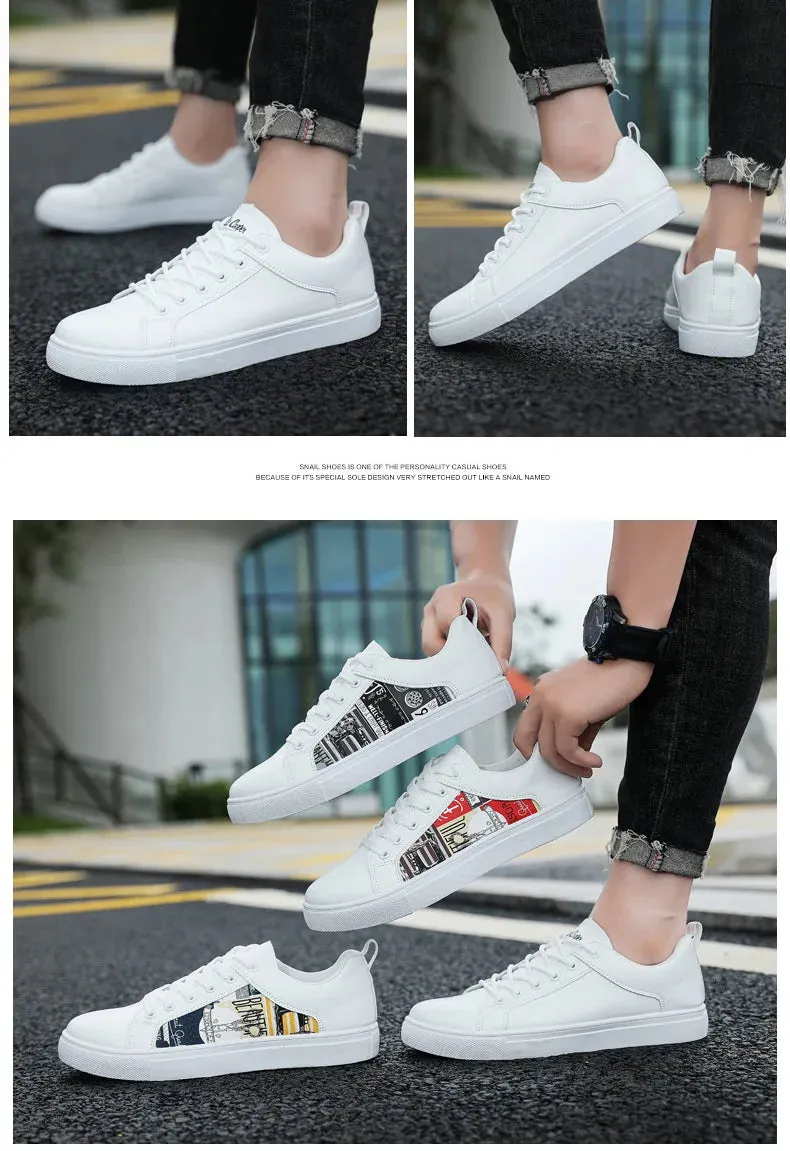 White Shoes For Men Fashion Korean Male Flat Sneakers Boys Running Shoes Man's Tennis Shoes Large Size 47 48 Students Sneakers Flat Sole Shoes For Walking
