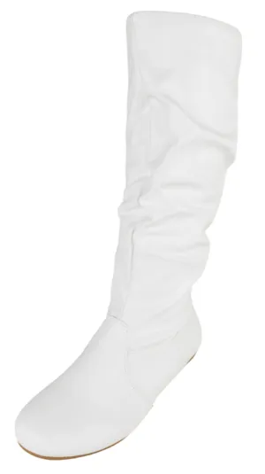 SELENA-24 White PU Forever Chestnut Flats Shoes