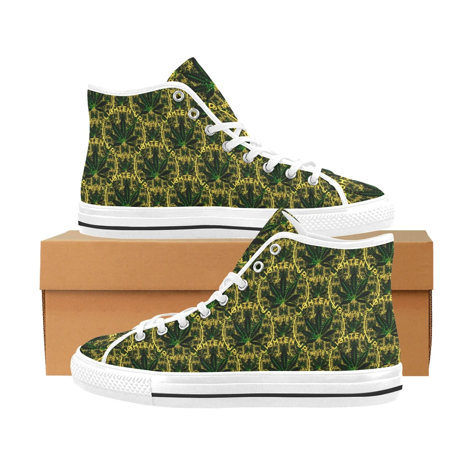 Outspoken Designs 02 "Lighten Up" Vancouver Men's High Top Canvas Shoes (White/Black) Day Hiking Shoes Reviews