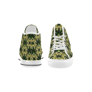 Outspoken Designs 02 "Lighten Up" Vancouver Men's High Top Canvas Shoes (White/Black) Low Cut Leather Hiking Shoes