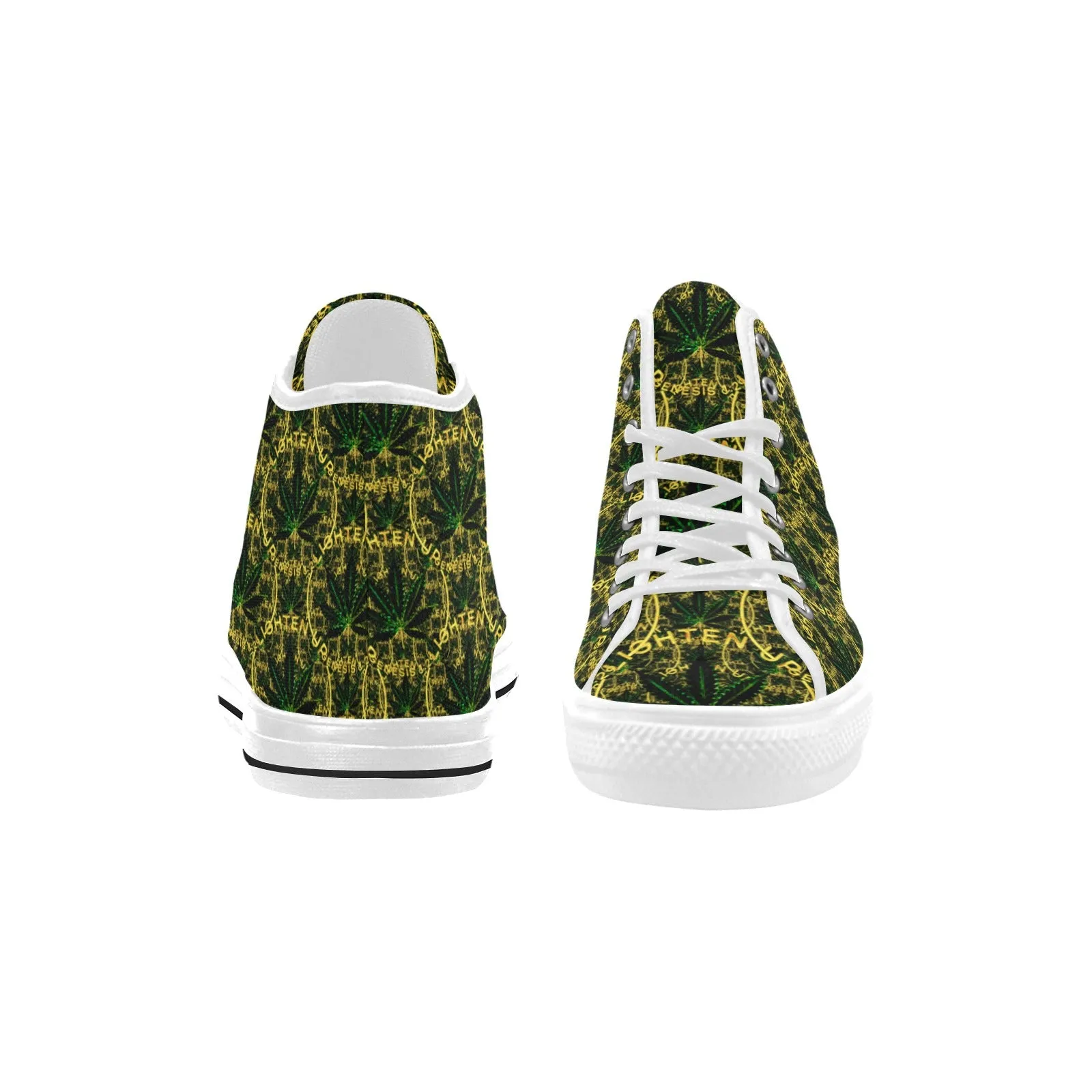 Breathable Hiking Shoes Outspoken Designs 02 "Lighten Up" Vancouver Men's High Top Canvas Shoes (White/Black)