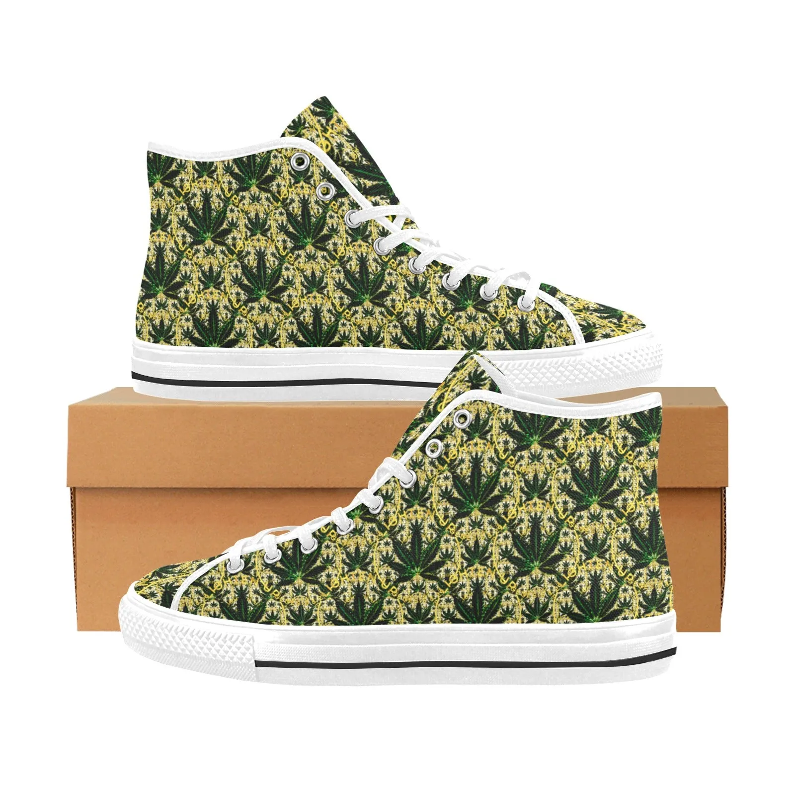 Outspoken Designs 02 "Lighten Up" Vancouver Men's High Top Canvas Shoes (White/Black) Entry Level Hiking Shoes