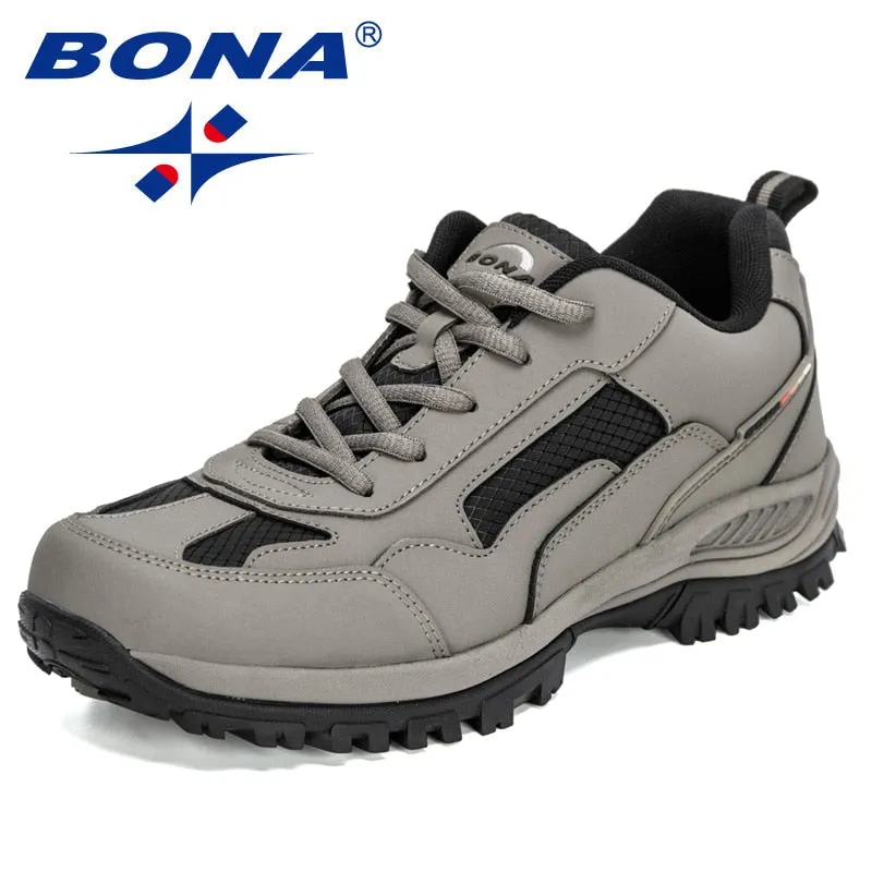 BONA 2021 New Designers Non-slip Wear-resistant Breathable Hiking Shoes Men Outdoor High-quality Jogging Walking Shoe Mansculino Hiking Shoes Second Hand