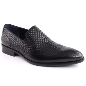 Mens GLENN Perforated Wing Tip Embossed Woven Design Loafer Shoes Flat Shoes Hurt My Feet